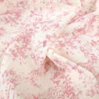 Tissu de pyjama en tissu froissé à double gaze 100% coton à imprimé floral vintage, textile froissé pour la maison
