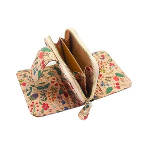 Custom Design Women's <b>RFID</b> <b>Blocking</b> Vegan Recycled Eco-Friendly Short Fashion <b>Wallet</b> with Polyester Lining and Cork Material - Product Image 4