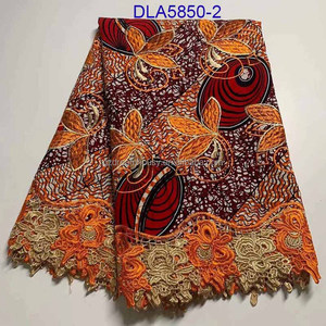 Vente en Gros Tissu Wax Hollandais Ankara Véritable de Bonne Qualité avec Broderie Cordon et Dentelle - Product Image 5