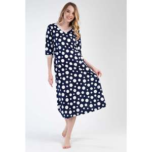 Vestido KADIN P.MODAL con cuello en V y mangas 3/4 con bolsillos - INDIGO - INDIGO - Product Image 2
