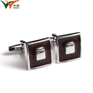 Boutons de manchette en métal de style français, col à revers, tendance, forme carrée, couleur noire - Product Image 2