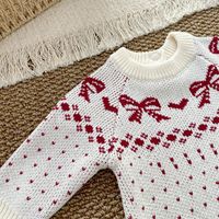Combinaison en tricot vintage pour bébé, 100% coton, motif Fair Isle, nœud papillon, body pour nouveau-né, 66-90 cm, vêtements de boutique pour bébé, automne-hiver