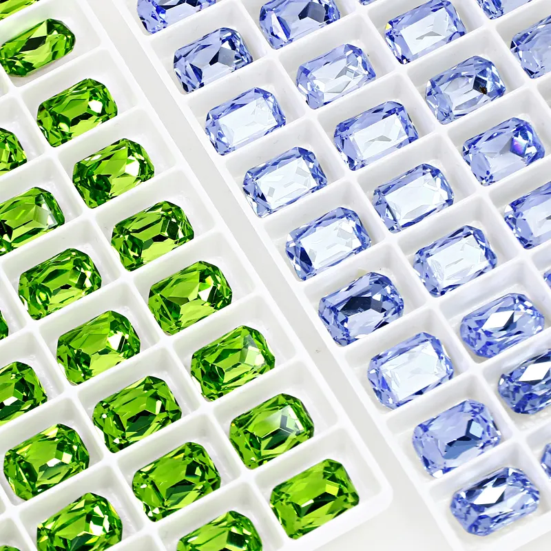Rectángulo Octágono diamantes de imitación PointBack K9 Fancy Stone venta al por mayor diamantes de imitación cuentas de cristal sueltas para joyería accesorios DIY