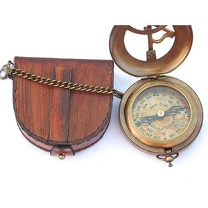 Boussole solaire à bouton-poussoir en laiton ALFA NAUTICAL, finition antique, 3 pouces, pour la navigation et la randonnée - Product Image 2