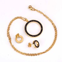 Ensemble de bijoux en acier inoxydable de haute qualité, plaqué or 18 carats PVD, tendance, boucles d'oreilles rondes creuses et colliers pour femmes