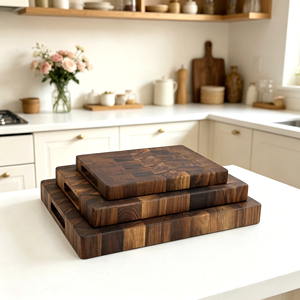 Planche à découper en bois <span class=keywords><strong>de</strong></span> noyer noir américain <span class=keywords><strong>de</strong></span> haute qualité avec poignées intégrées, planche artisanale à grain traversant, bloc <span class=keywords><strong>de</strong></span> <span class=keywords><strong>boucherie</strong></span> à motif damier - Product Image 2