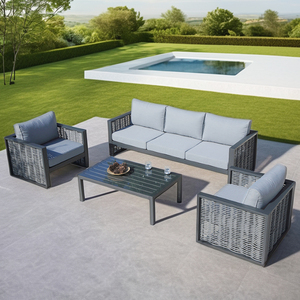 Sofá y sofás de ratán OSMEN DRESDEN Morden, Juego de 4 piezas, sofá de Patio exterior para <span class=keywords><strong>terraza</strong></span> y jardín - Product Image 1