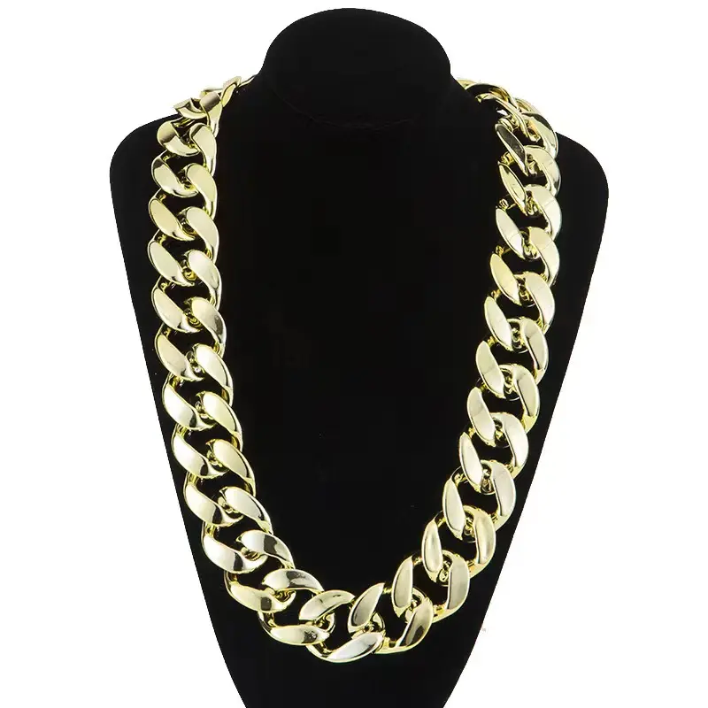 Aksesori kostum kalung Chunky pria kalung emas palsu Rapper fashion 90s kalung emas palsu Hip Hop