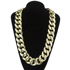 Men's Chunky Necklace Costume Accessory Rapper Fake Gold Chain Hiphop 90s Hip Hop Fake Gold Necklace