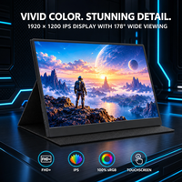 Moniteur portable tactile 16 pouces FHD Plus 1920x1200 IPS 14 mm double USB-C HDMI pour le jeu, les voyages et le travail, fin et léger, pour ordinateur portable