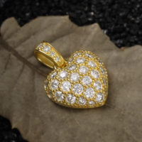 Prix d'usine, vente en gros, pendentif cœur en CZ glacé, breloques cœur en laiton style hip-hop, bijoux personnalisés