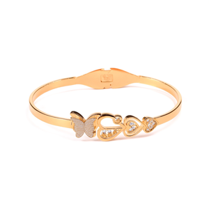 Fashion Charm <b>Bracelet</b> 316L Stainless Steel PVD Gold Plating Heart Butterfly Design Women's Jewelry - Product Image 2