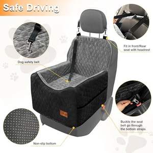 Asiento elevador para perros pequeños OEM, cama lavable para coche para mascotas, 35 libras, patrón sólido negro/gris, características de seguridad, bolsillos de almacenamiento extraíbles - Product Image 5