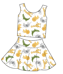 Completo Sportivo 2 Pezzi per Bambine: Canotta Senza Maniche e Minigonna Svasata, Outfit Casual per Bambine Piccole, Abbigliamento Sportivo Quotidiano - Product Image 6