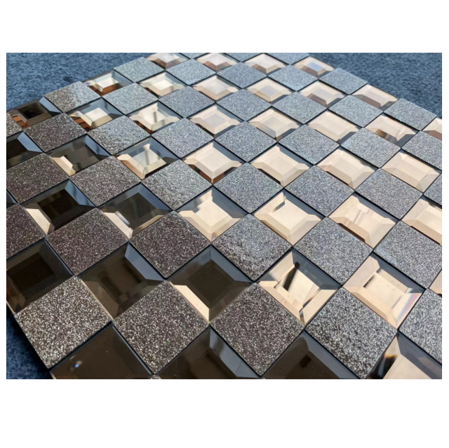 Unique Wholesale Fashionable Design Tiles Mosaic Interior Glass Mix Steel Mosaic Tile for Wall Decoration