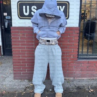 Pantalon de jogging à double taille personnalisé, en molleton de coton véritable camouflage, ample, à jambes larges, à double taille, pour homme