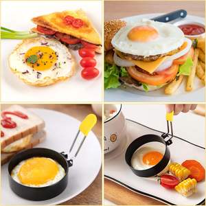 Offre Spéciale : Moule à œufs en acier inoxydable avec poignée en silicone, lot de 2 moules ronds pour petit-déjeuner, outil de cuisson domestique - Product Image 4