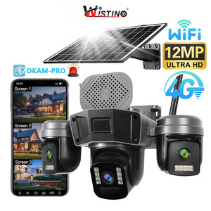 Wistino 12MP Ba Màn Hình Ba Ống Kính 4G Năng Lượng Mặt Trời Máy Ảnh Ngoài Trời <span class=keywords><strong>Wifi</strong></span> Ptz PIR Phát Hiện Tự Động Theo Dõi Okam Pro An Ninh Máy Ảnh - Product Image 1