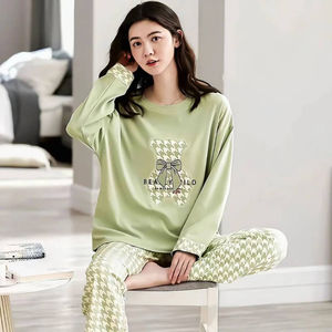 Ensembles de vêtements de nuit Pyjamas Femme Printemps et Automne Tenue à manches longues célèbre sur Internet Vêtements de maison Pyjamas deux pièces - Product Image 3