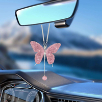 Xingyue Élégant Faux Cristal Scintillant Métal Ornements Intérieurs de Voiture Accessoires Breloque de Rétroviseur Papillon Étincelant Collier