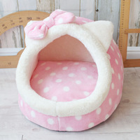 Lit pour animaux de compagnie en forme de maison de luxe pour chat et chien, doux, confortable, amovible, lavable, emballé en boîte/carton, toutes saisons