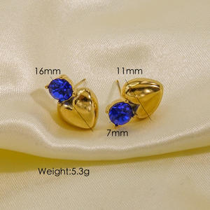 Pendientes de gota chapados en oro con piedra CZ de acero inoxidable para mujer populares - Product Image 6