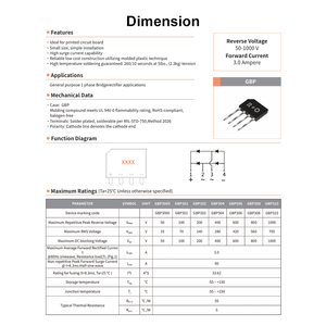 Nhựa-đóng gói cầu chỉnh lưu salltech gbp310 GBP 3A 1.1V về phía trước hiện tại điện áp ngược SMD bề mặt gắn kết Diode chip - Product Image 2