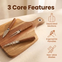 Mini plateau à fromages et charcuteries en bois, portable et durable, idéal pour les voyages, le camping, comme ustensile de cuisine ou comme ensemble cadeau pour une fête prénuptiale ou un anniversaire.
