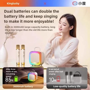 Máy <span class=keywords><strong>karaoke</strong></span> <span class=keywords><strong>mini</strong></span> di động KINGLUCKY K88, kết nối <span class=keywords><strong>USB</strong></span> & AUX, đèn RGB, loa bass mạnh mẽ, kèm micro không dây dành cho trẻ em - Product Image 4