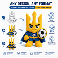 Peluche Trident de l'Ukraine, modèle 2028, personnalisée, thème football européen, vente en gros, OEM ODM, jouet en peluche, mascotte de football, cadeau