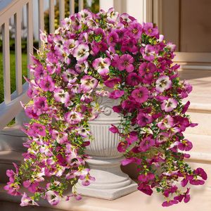 Asaying Artificial Pansy <b>Vine</b> Flowers Purple Outdoor Hanging Decor UV Protection - Product Image 5
