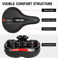 Selle de vélo en cuir hautement élastique, couleur noire, composants de vélo, amortissante et imperméable, ventilation