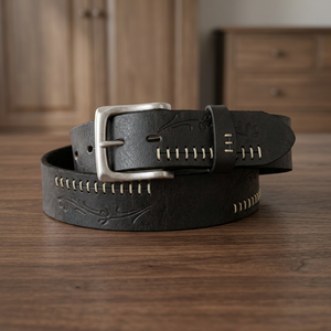 Ceintures carrées vintage en cuir véritable de vache brun, 100 % authentique, avec logo personnalisé, écologiques et robustes - Product Image 1