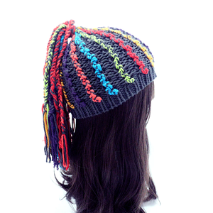 Chapeaux chauds unisexes pour l'automne et l'hiver, faits à la main, tissés, style hip-hop ethnique, chapeau <span class=keywords><strong>dreadlocks</strong></span>, <span class=keywords><strong>bonnet</strong></span> style automne - Product Image 5