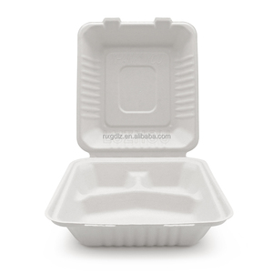 Oasis 1200ml 8 "3-fach fett dicht umwelt freundlich Zuckerrohr Bagasse Fast-Food-Papier verpackungs box Biologisch abbaubar - Product Image 2