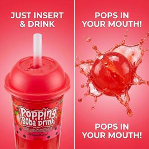 Bebida RTD de Boba con Sabor a Fresa al por Mayor, 280 ml |   Vaso de Jugo de Frutas con Perlas de Boba Explosivas y Pajita, Éxito de Ventas en Supermercados - Product Image 3