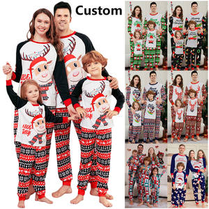 Póngase en contacto conmigo para obtener el catálogo personalizado 2024, los últimos pijamas familiares a juego, nuevo diseño, <span class=keywords><strong>conjunto</strong></span> de pijamas navideños para mamá y yo familiares a rayas - Product Image 2