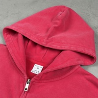 Sweat à capuche zippé double épaisseur 370 g/m² 100 % coton lavé coupe ample pour homme, épaules tombantes, style streetwear, personnalisable avec logo