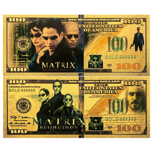 Billetes de Banco de Polímero con Diseño Personalizado de la <span class=keywords><strong>Película</strong></span> Matrix, Recuerdo de EE. UU., Billetes de Banco Chapados en Lámina de Oro, Producto de Artesanía Metálica - Product Image 1