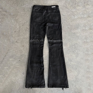 <span class=keywords><strong>Jeans</strong></span> da Uomo Produttore Personalizzati a Vita Bassa Skinny Slim Fit Bootcut Neri a Zampa di Elefante Vintage Effetto Consumato Cerato Svasati in Denim - Product Image 2