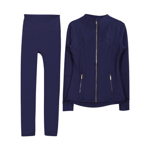 Lulu Women's High Quality Buttery Soft Popular Women Long Sleeve Gym Training Fitness Outer Wear Jackets <strong>Yoga</strong> Leggings <strong>Set</strong> - Product Image 2