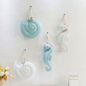 Decoración de Madera Estilo Mediterráneo, Diseño de Caballito de Mar y Concha de Doble Cara, Duradera, para Colgar en la Pared de la Sala de Estar - Product Image 2