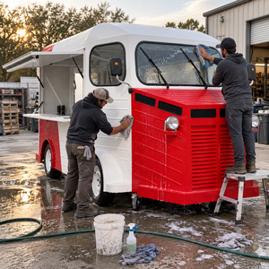 Camion de restauration électrique de style van rétro personnalisé avec fenêtres de service latérales, cuisine mobile, véhicule de vente de nourriture de rue à vendre - Product Image 4