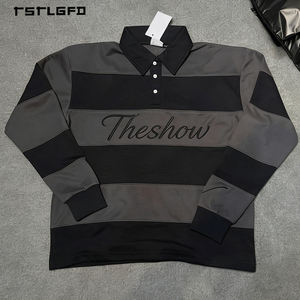 Polo de rugby en coton épais 340 GSM de qualité supérieure, avec broderie du blason, manches longues, personnalisation haut de gamme, OEM ODM, vêtements universitaires - Product Image 3