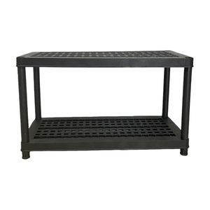 מדפי אחסון תעשייתיים כבדים ללא ברגים, מדפי מחסן מפלסטיק להרכבה עצמית, מדפים ניתנים לערום למוסך, מדפי אחסון שחורים - Product Image 5