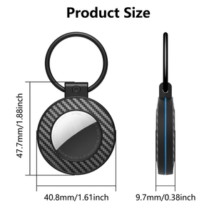 Étui de protection pour porte-clés Apple <span class=keywords><strong>AirTag</strong></span>, en PC, double couleur, texture fibre de carbone, avec boucle de verrouillage sécurisée - Product Image 2