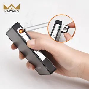 KY อุปกรณ์สูบบุหรี่ 16 แท่งบุหรี่กระเป๋าขนาดเล็ก USB ไฟฟ้าอลูมิเนียมไฟแช็กกรณี