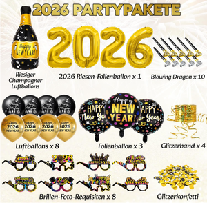 ลูกโป่งฟอยล์แชมเปญปี 2026 ลูกโป่งพิมพ์ลายคอนเฟตติ แว่นตา อุปกรณ์ประกอบฉากถ่ายรูป ของเล่นเสียงดัง ริบบิ้น สำหรับงานปาร์ตี้ฉลองปีใหม่ - Product Image 6