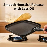 Poêle à crêpes carrée antiadhésive en aluminium, personnalisable, pour cuisinières à induction et à gaz – Vente en gros usine