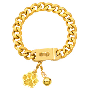 <span class=keywords><strong>Collar</strong></span> de Perro de Acero Inoxidable con Remaches de Lujo de 13 mm, Diseño Animal, Chapado en Oro, Anti-Mordidas, Correa de Perro de Acero de Titanio y Anillo para el Cuello - Product Image 1